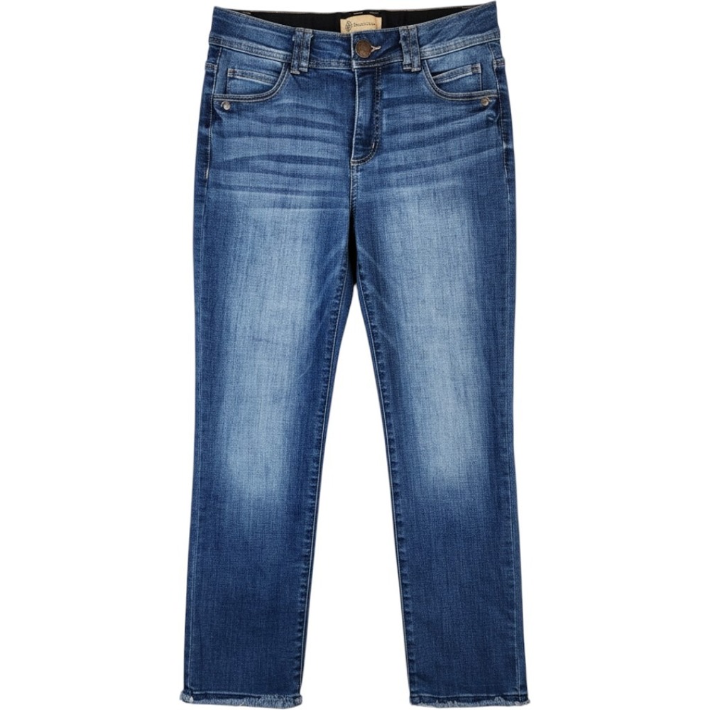 Democracy Ab Solution Straight Leg Jeans Womens 6 Blue Frayed Hem Stretch